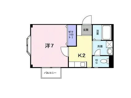 パイシーズM(1K/2階)の間取り写真
