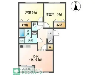 シティルミナスII(2DK/2階)の間取り写真