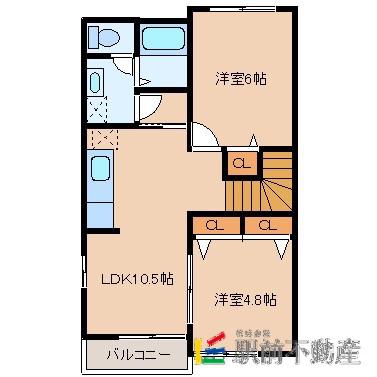 ヒルズポラリス壱番館(2LDK/2階)の間取り写真