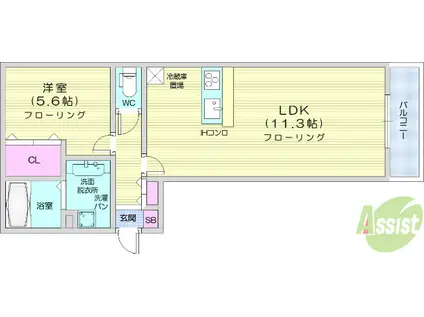 オリエント荒井西(1LDK/2階)の間取り写真