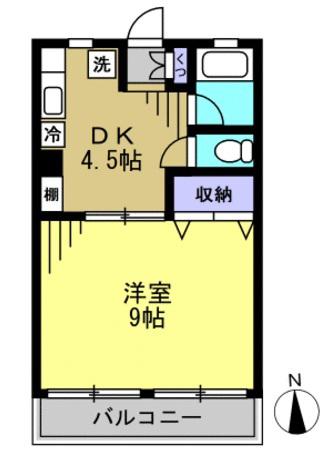 マンション富士(1DK/2階)の間取り写真