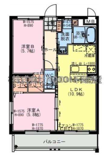 GREEN TERRACE TOSHIMI(2LDK/1階)の間取り写真