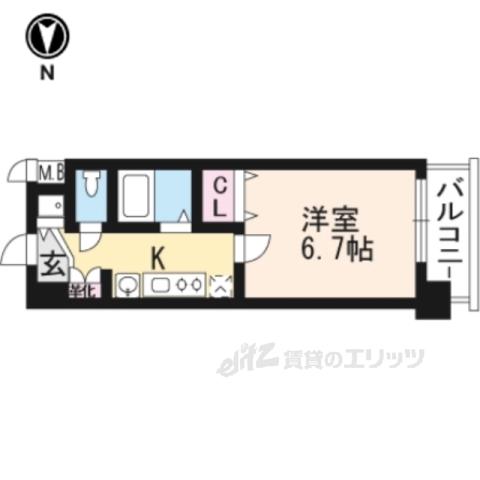 プレサンス京都三条響洛(1K/4階)の間取り写真