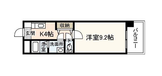 ウィンディア楽々園(1K/10階)の間取り写真