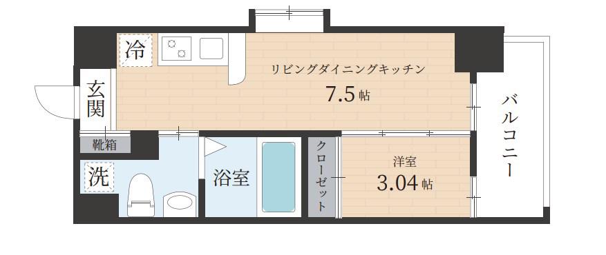 ルネッサンス21赤坂けやき通(1DK/11階)の間取り写真