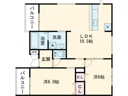 エトワールヴィル-R小阪本町ザ・レジデンス(2LDK/2階)の間取り写真