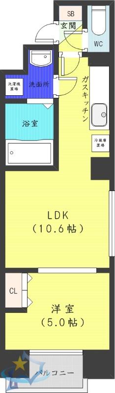 ヴィターレ(1LDK/5階)の間取り写真