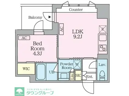 クレストコート旗の台(1LDK/2階)の間取り写真