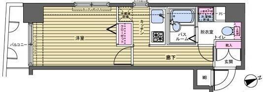 フェニックス新宿若松町(1K/8階)の間取り写真