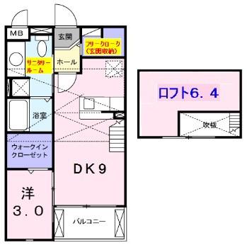 クリールポッシュT&K(1DK/2階)の間取り写真