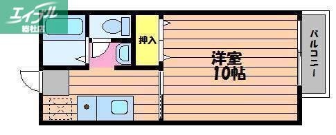 ソレジオ中島A棟(1K/2階)の間取り写真