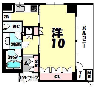 ヴァンデュールアッシュ南船場(1K/9階)の間取り写真