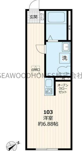スターアライズ横濱六浦(ワンルーム/1階)の間取り写真