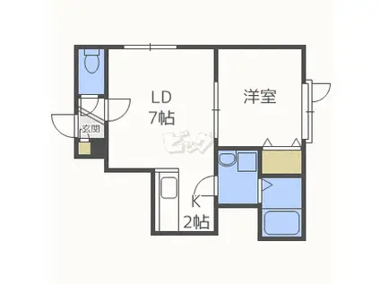 ピュア・ボヌール・ケー(1LDK/1階)の間取り写真