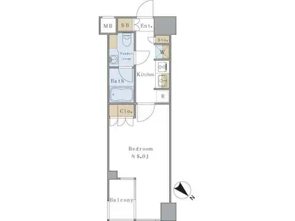 BRILLIA IST 千駄ヶ谷(1K/6階)の間取り写真