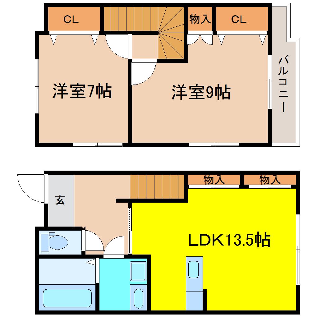 メゾンシンII(2LDK/1階)の間取り写真
