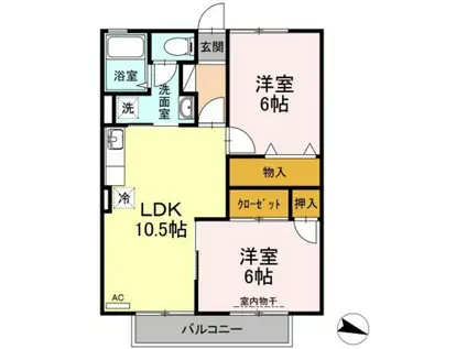 第一アネックス(2LDK/2階)の間取り写真