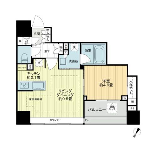 ザ・パームス日本橋小伝馬町ヴィサージュ(1LDK/10階)の間取り写真