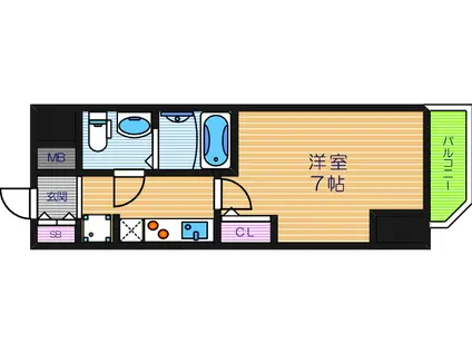 ラシュレエグゼ天王寺(1K/7階)の間取り写真