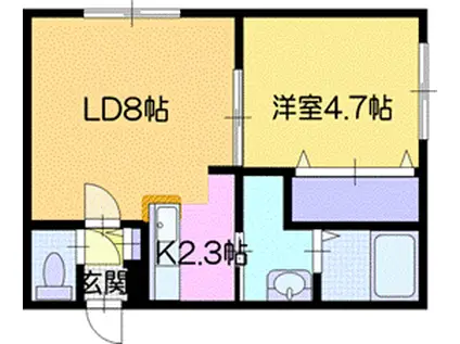 ノムラひばりが丘(1LDK/2階)の間取り写真