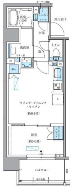 パークアクシス新大橋(1LDK/4階)の間取り写真