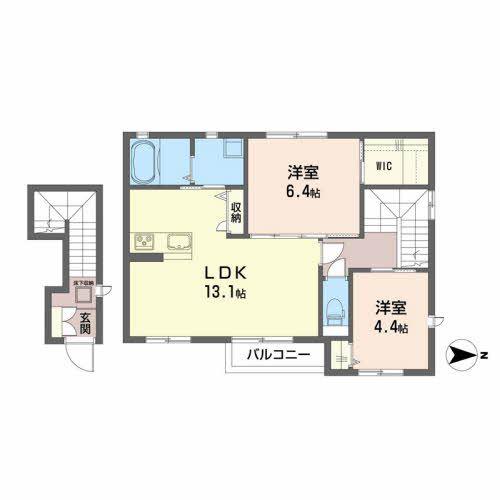 レヴァランス名取(2LDK/1階)の間取り写真