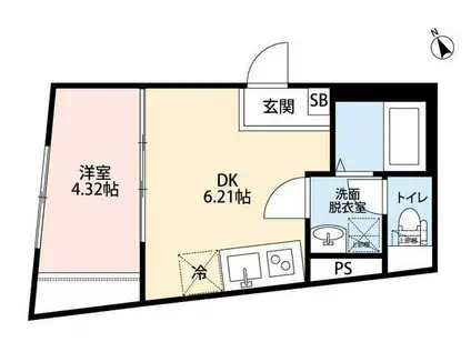 SPOY戸越銀座(1DK/2階)の間取り写真