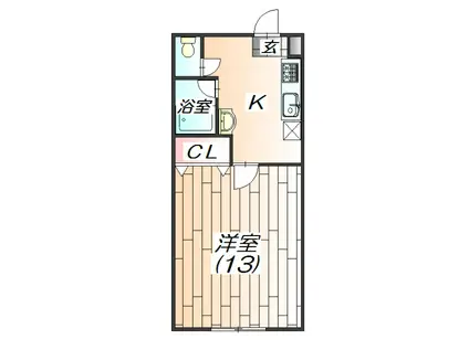 木下マンション(1K/3階)の間取り写真