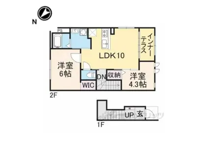 エスポワール(2LDK/2階)の間取り写真