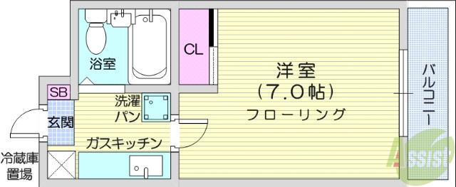 柴田ビル(1K/2階)の間取り写真