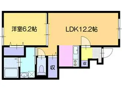 クラージュマロンB(1LDK/1階)の間取り写真