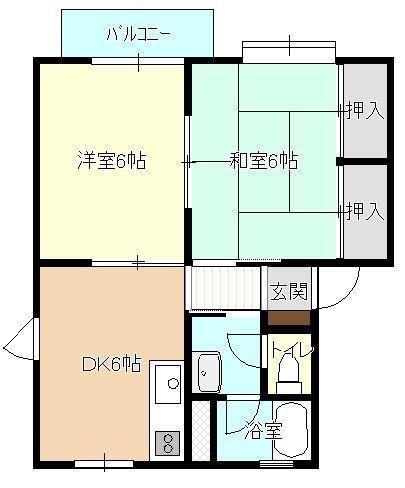 ベルトゥリーI(2DK/3階)の間取り写真