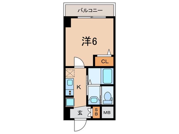 エステムコート神戸山手ステーションデュオ(1K/6階)の間取り写真