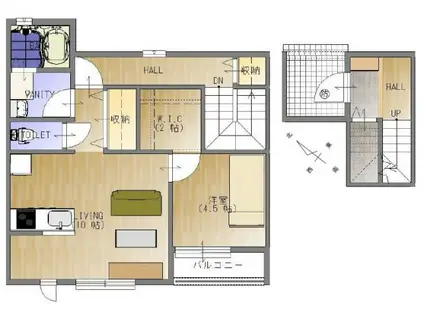 ラインハット石渕(1LDK/2階)の間取り写真