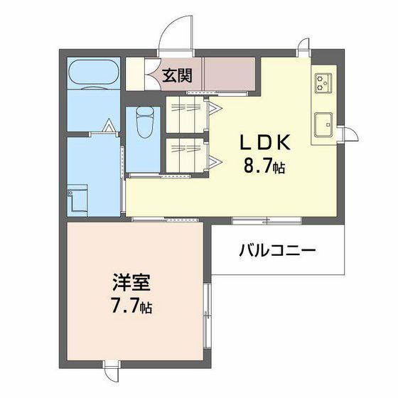 ジョイア白島(1LDK/1階)の間取り写真