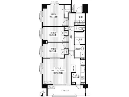 シエールグラン洋光台南公園(3LDK/4階)の間取り写真