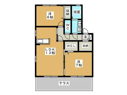 第2サニーサイト(2LDK/1階)の間取り写真