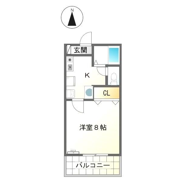 リベラル(1K/2階)の間取り写真