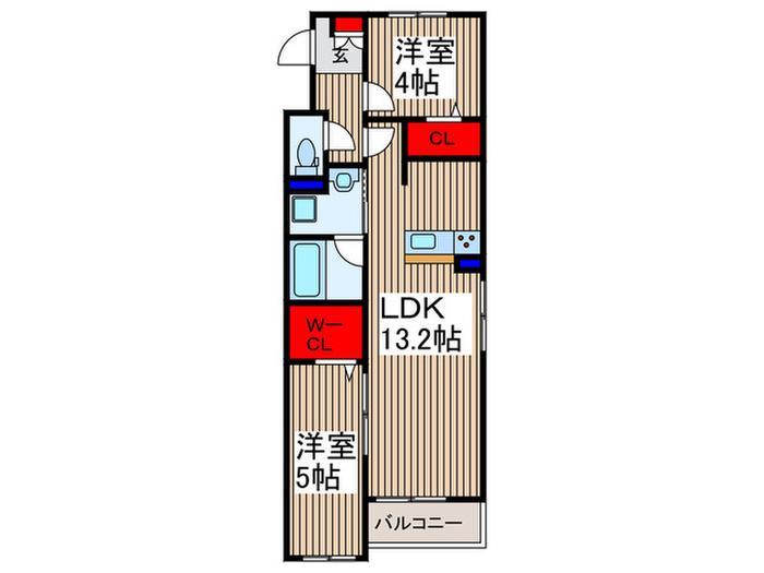 VILLE NEUVE(2LDK/1階)の間取り写真