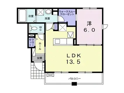 ジュネス D(1LDK/1階)の間取り写真