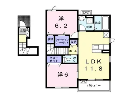 L&C MOCA I(2LDK/2階)の間取り写真