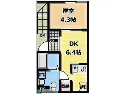 ル・シェーヌ三番町通(1DK/2階)の間取り写真