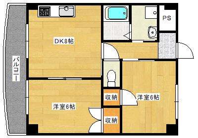 PADDYIII(2DK/3階)の間取り写真