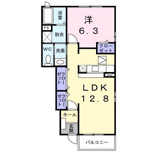 イーストラビリンス(1LDK/1階)の間取り写真