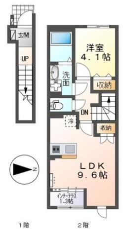 スターテラス中畝(1LDK/2階)の間取り写真