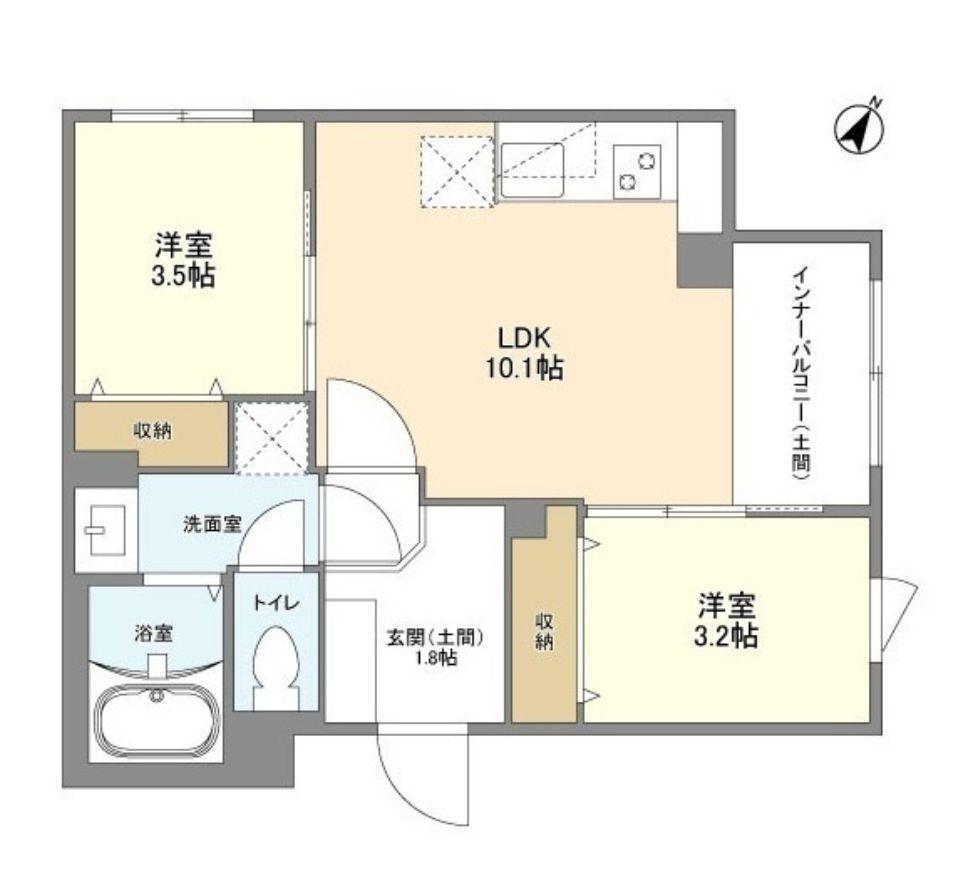 ウェルスクエア目黒(2LDK/2階)の間取り写真