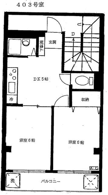 ゆとりすとK5(2DK/4階)の間取り写真