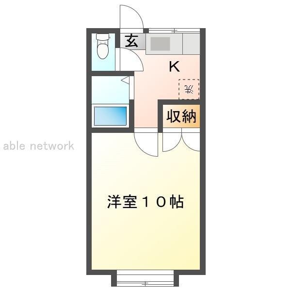 ポテンシャルB(1K/2階)の間取り写真