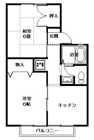 サンセジュール(2DK/1階)の間取り写真