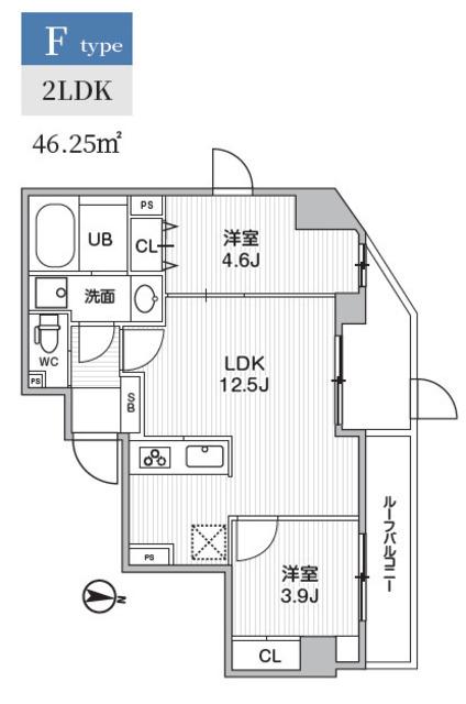 S-RESIDENCE亀戸BALM(2LDK/6階)の間取り写真